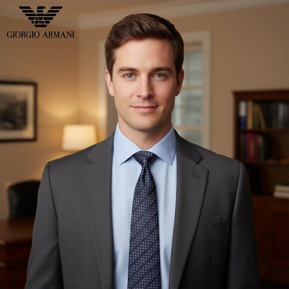 Giorgio Armani Men’s 100% Silk Necktie, Made in Italy, L: 58" - Picture 1 of 5